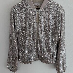 LOFT Metallic Silver Women's Bomber Jacket